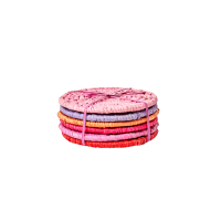 Set of 6 Assorted Red & Pink Raffia Drink Coasters Rice DK